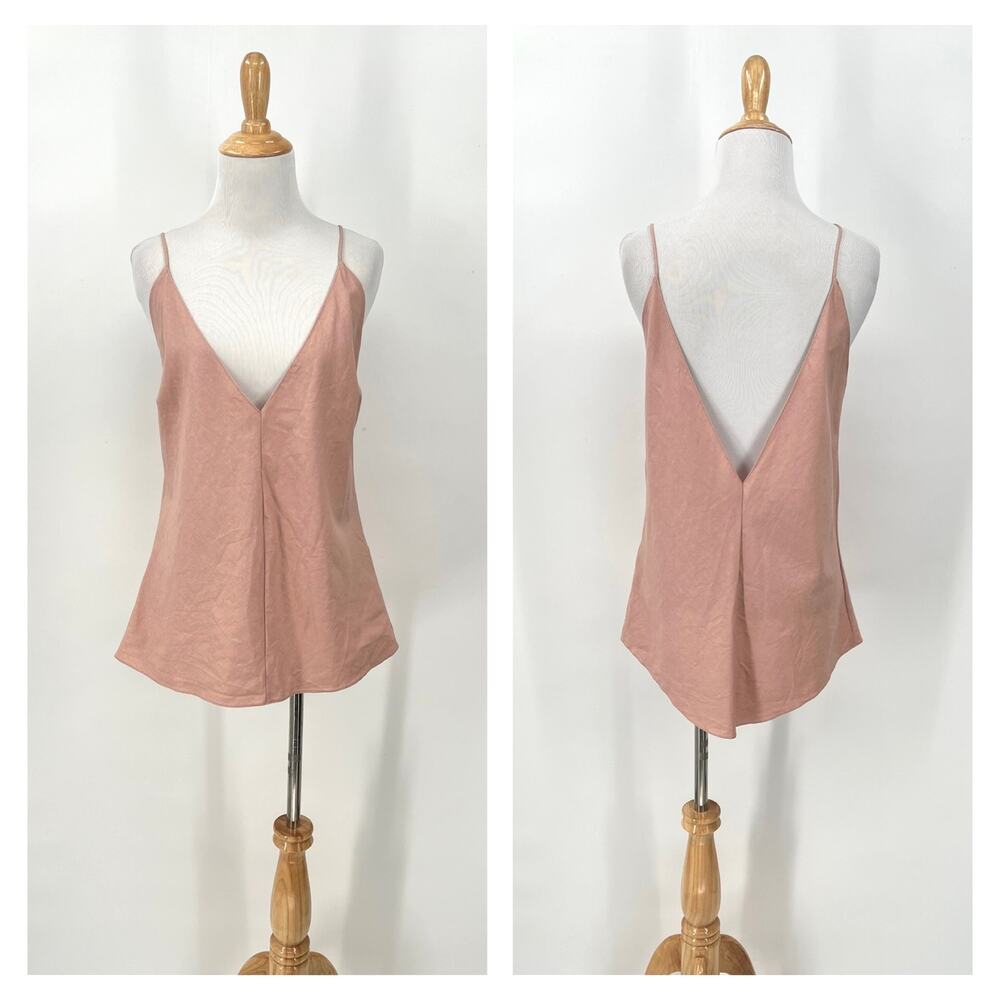 JUAN CARLOS OBANDO Plunging V neck Camisole Women 8 Pink Cotton Strappy Tank Top